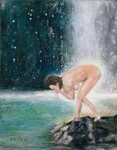 Nude by Waterfall by Juan Perez
