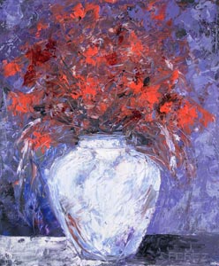 Red Flowers in Vase by Juan Perez