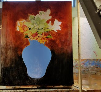 Hen and Chicks in Vase by Juan Perez